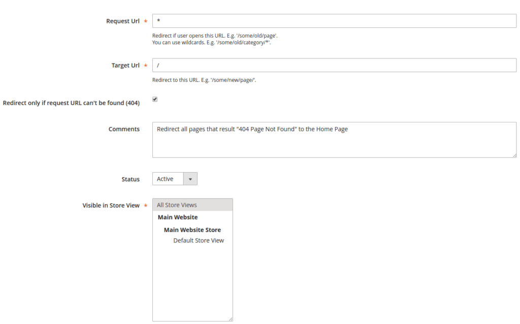 301リダイレクトの設定画面
