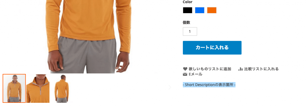 Magento 商品画面 Short Description