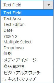 Magento 属性 タイプ 設定