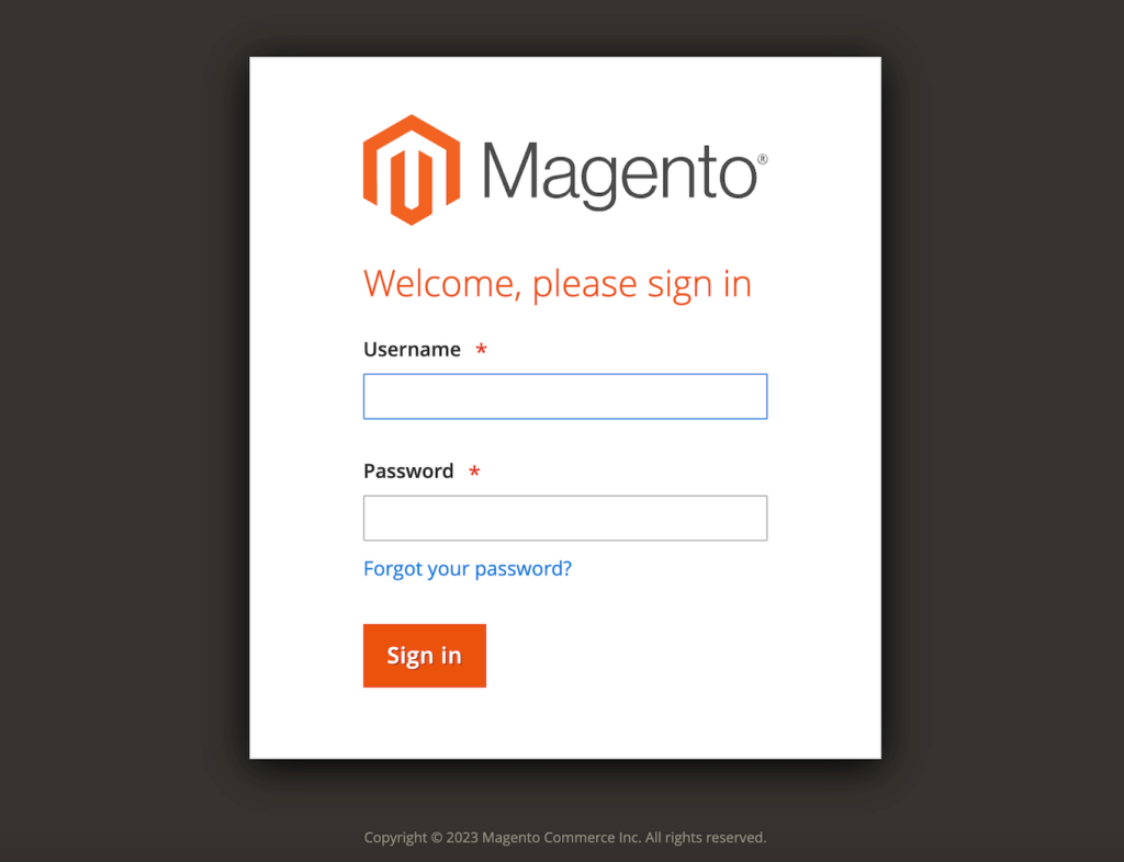 Magento2管理画面 ログイン画面
